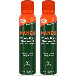 Mando Whole Body Deodorant For Men - Invisible Spray - Clover Woods two pack